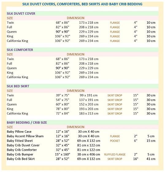 Silk Duvet Cover Sizes