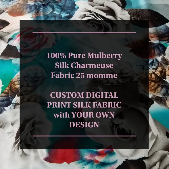 CUSTOM Digital Print Mulberry Silk Fabric 25 Momme
